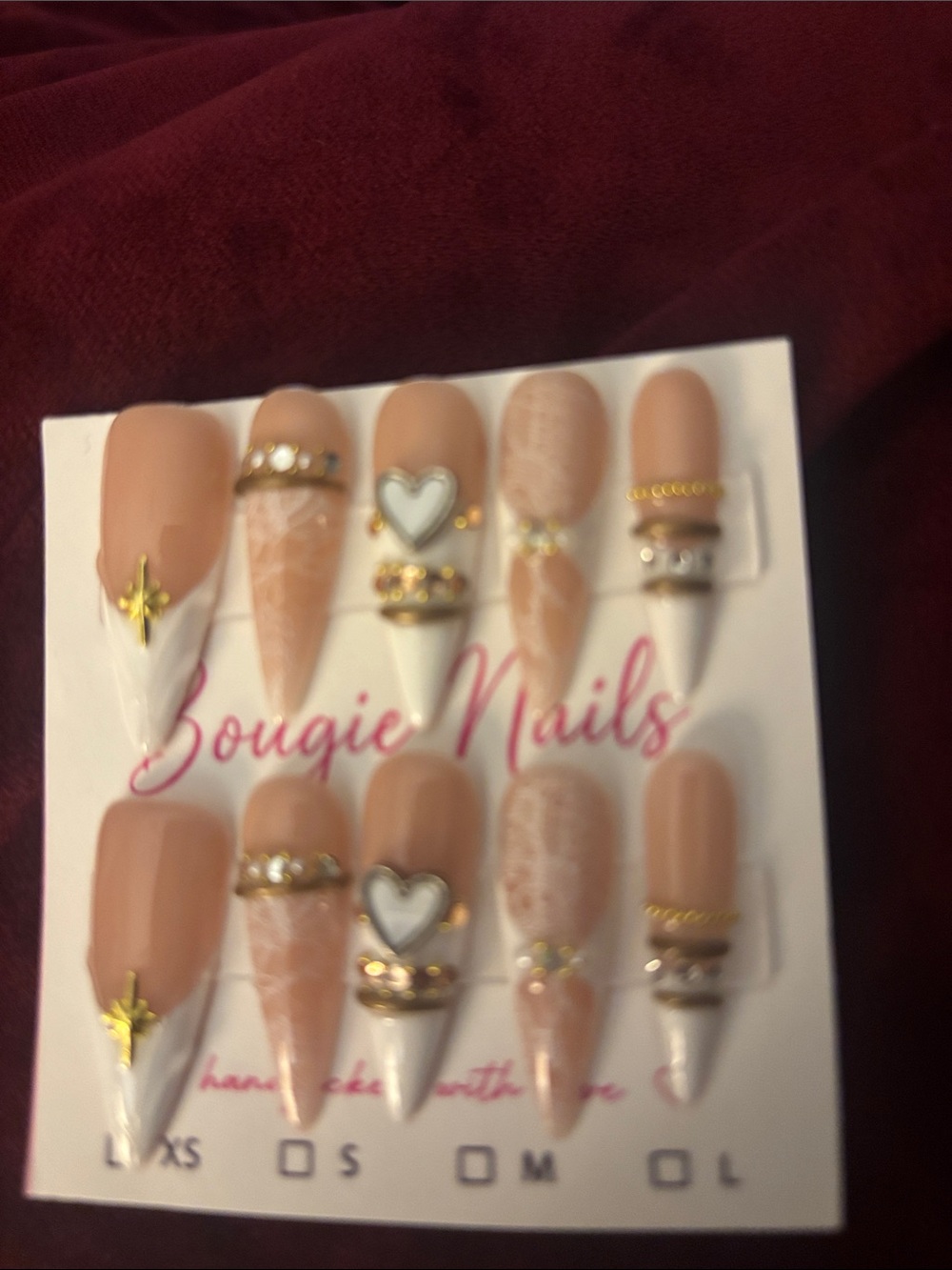 Nude Pink and White Stiletto Press-On Nail Set